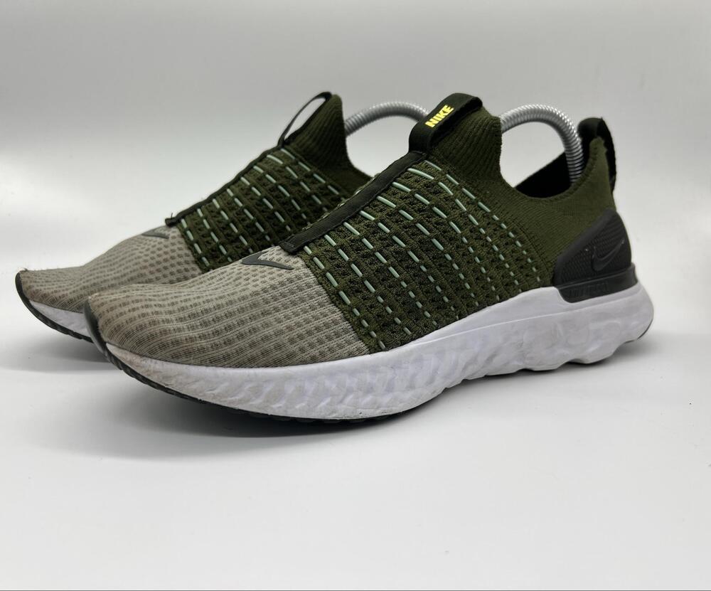 Nike React Shoes Mens Size 10.5 Green Knit Slip On Running Sneakers DX2311-300